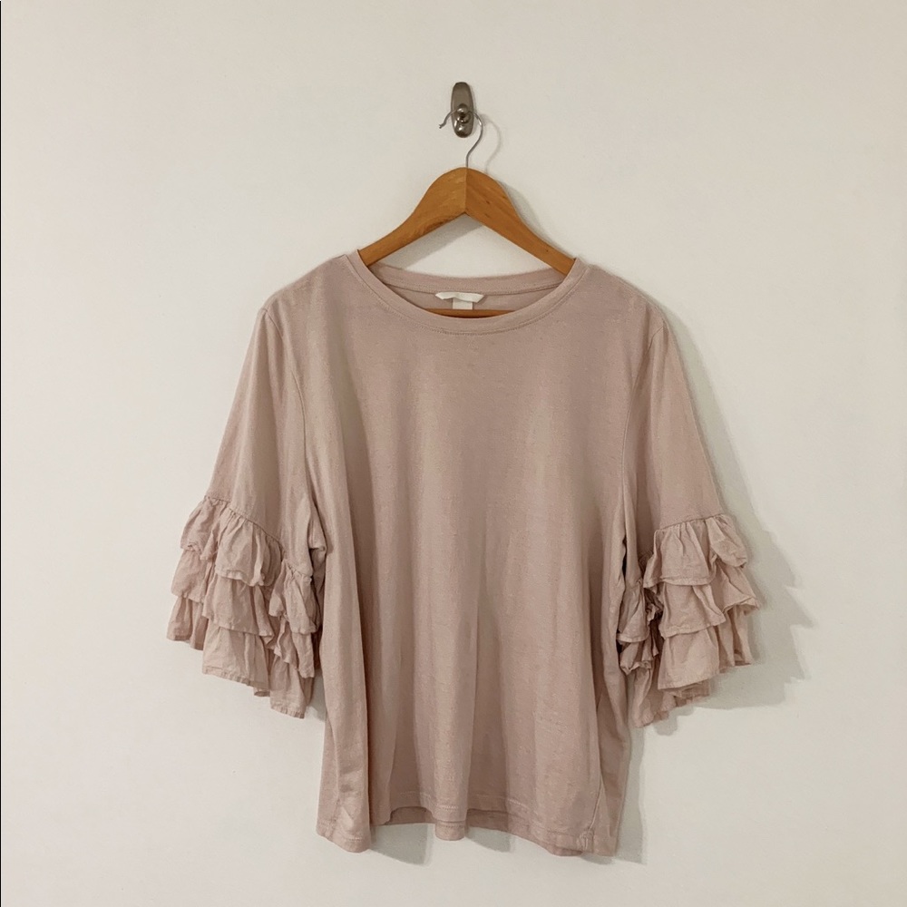 pink shirt with ruffles H&M size L